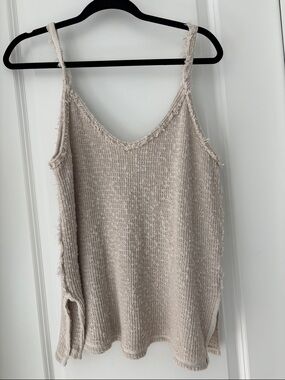 Free People Textured Knit Tank Top - Cream - size large